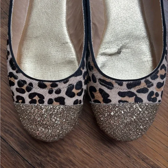 Sperry Leopard Flats with Glitter Gold Toe - Picture 2 of 3